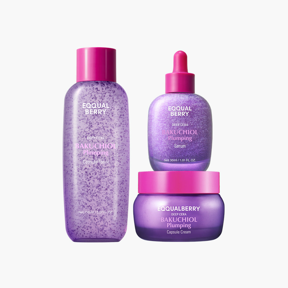 [EQQUALBERRY_013] Bakuchiol Plumping Capsule Trio (Toner + Serum + Cream)